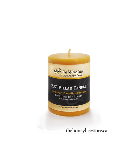 WB beeswax pillar candle 2.5"