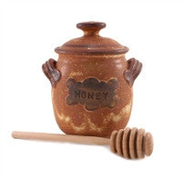 Ceramic Honey Pot Earthen Vessels, Holds approx. 500 g / 18 oz of honey.  Made in Canada