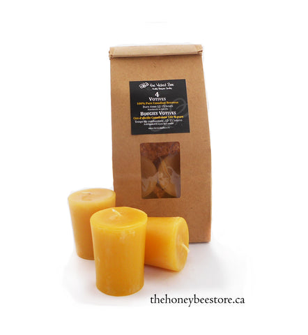 BEESWAX VOTIVES, 4 Pack